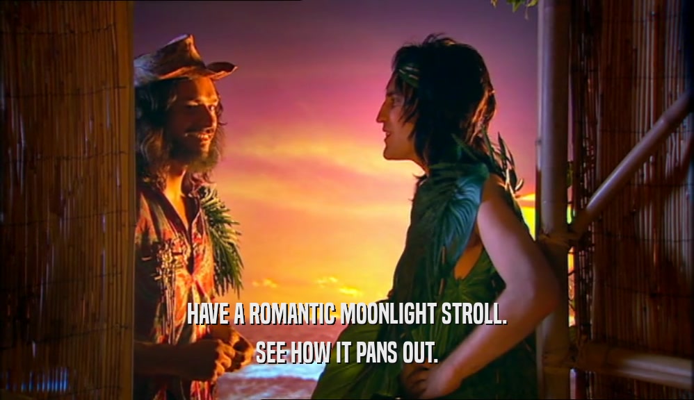 HAVE A ROMANTIC MOONLIGHT STROLL. SEE HOW IT PANS OUT. 