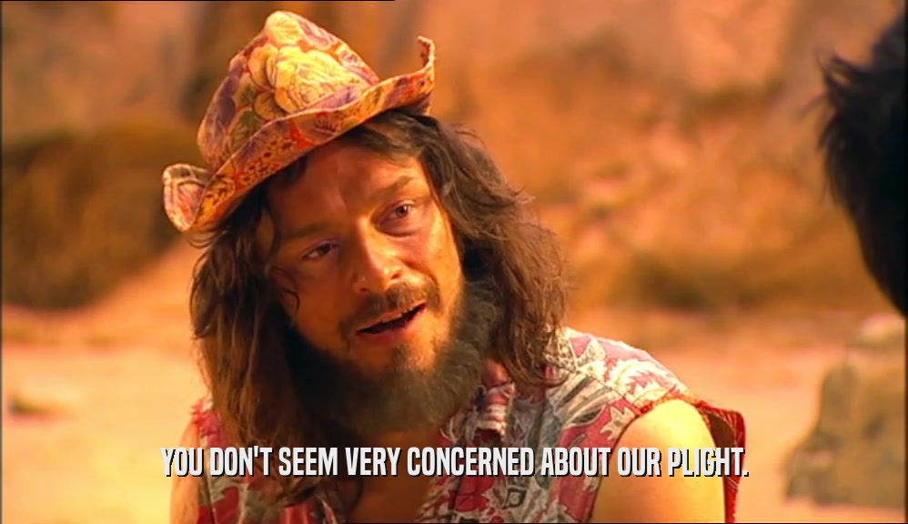 YOU DON'T SEEM VERY CONCERNED ABOUT OUR PLIGHT.  