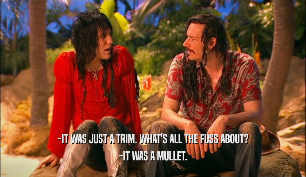 -IT WAS JUST A TRIM. WHAT'S ALL THE FUSS ABOUT? -IT WAS A MULLET. 