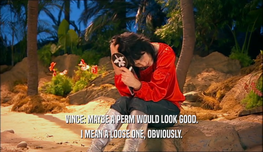 VINCE: MAYBE A PERM WOULD LOOK GOOD. I MEAN A LOOSE ONE, OBVIOUSLY. 