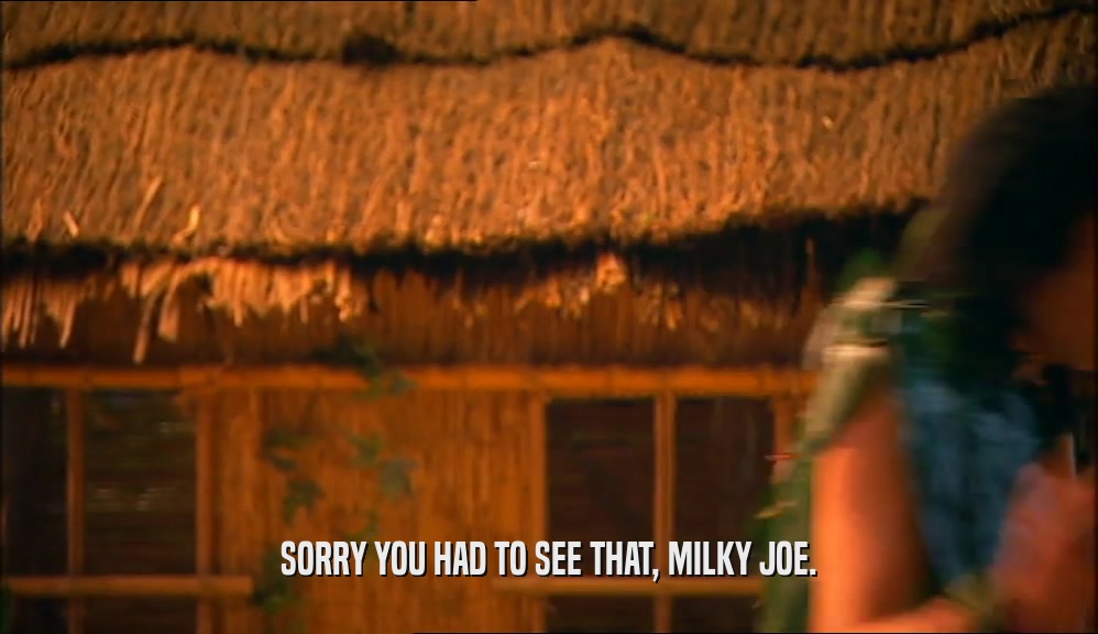 SORRY YOU HAD TO SEE THAT, MILKY JOE.  