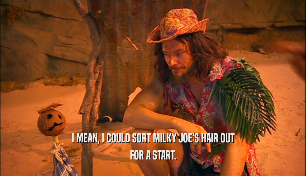 I MEAN, I COULD SORT MILKY JOE'S HAIR OUT FOR A START. 