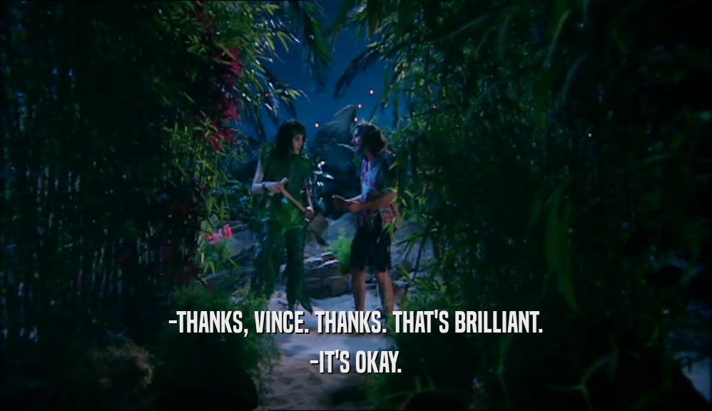 -THANKS, VINCE. THANKS. THAT'S BRILLIANT. -IT'S OKAY. 