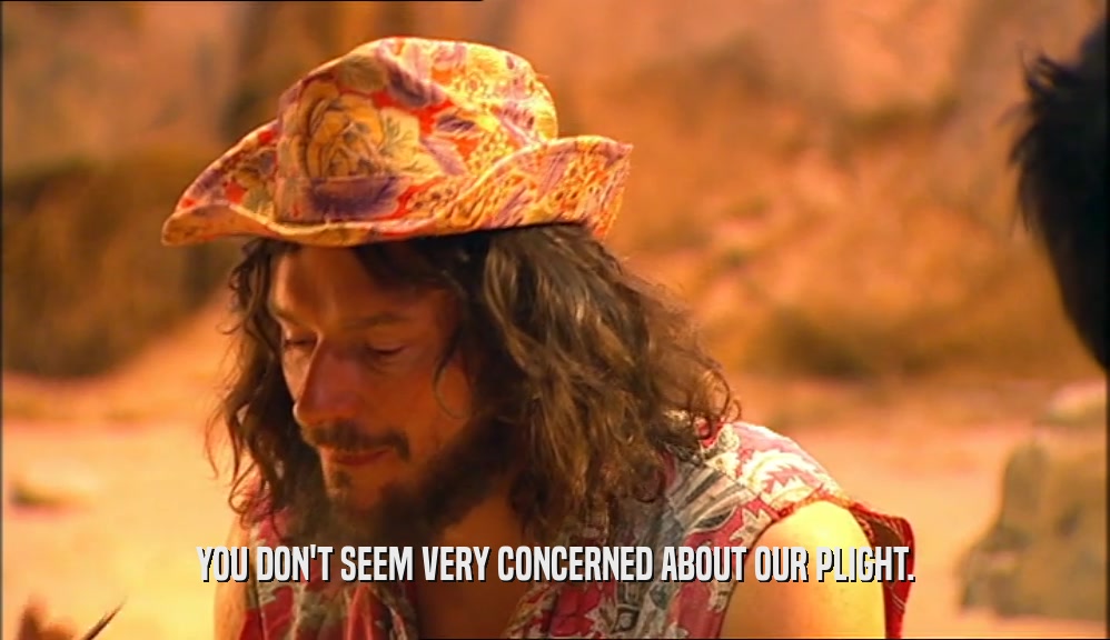YOU DON'T SEEM VERY CONCERNED ABOUT OUR PLIGHT.  