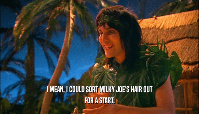 I MEAN, I COULD SORT MILKY JOE'S HAIR OUT FOR A START. 