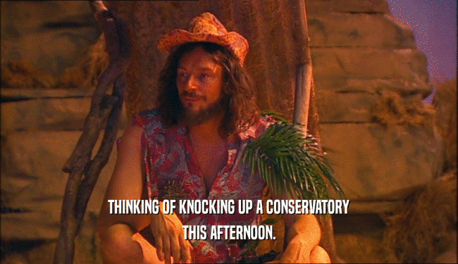 THINKING OF KNOCKING UP A CONSERVATORY THIS AFTERNOON. 
