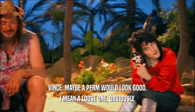 VINCE: MAYBE A PERM WOULD LOOK GOOD. I MEAN A LOOSE ONE, OBVIOUSLY. 