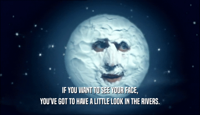 IF YOU WANT TO SEE YOUR FACE, YOU'VE GOT TO HAVE A LITTLE LOOK IN THE RIVERS. 