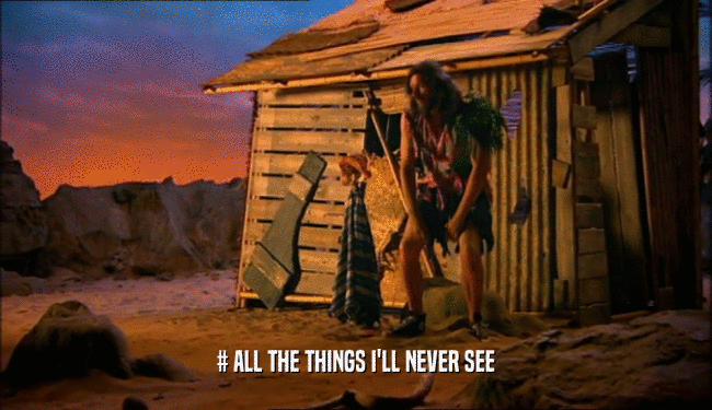 # ALL THE THINGS I'LL NEVER SEE  