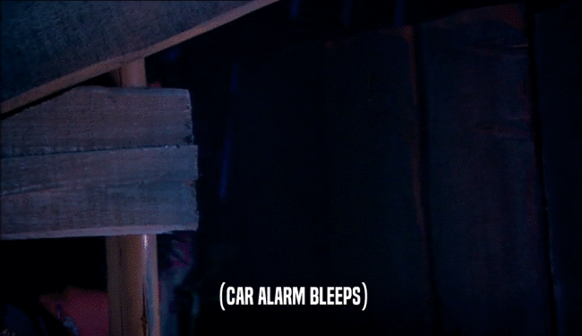 (CAR ALARM BLEEPS)  