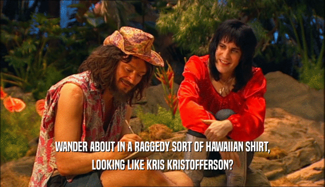 WANDER ABOUT IN A RAGGEDY SORT OF HAWAIIAN SHIRT,
 LOOKING LIKE KRIS KRISTOFFERSON?
 