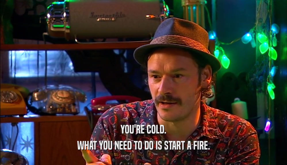 YOU'RE COLD. WHAT YOU NEED TO DO IS START A FIRE. 