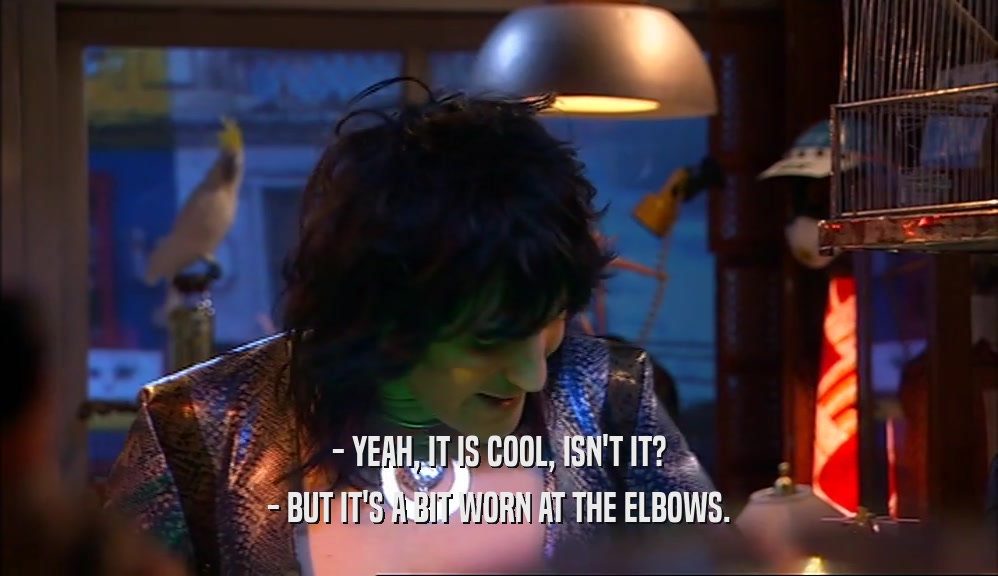 - YEAH, IT IS COOL, ISN'T IT? - BUT IT'S A BIT WORN AT THE ELBOWS. 
