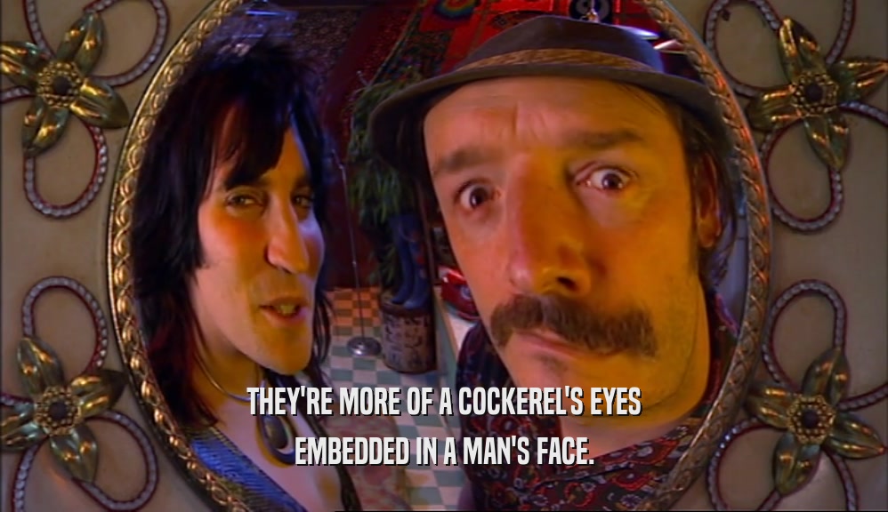 THEY'RE MORE OF A COCKEREL'S EYES EMBEDDED IN A MAN'S FACE. 