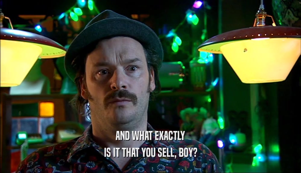 AND WHAT EXACTLY IS IT THAT YOU SELL, BOY? 