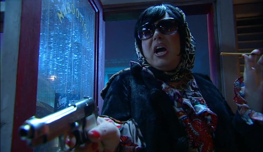 YOU TOUCH ONE HAIR ON HOWARD'S HEAD, AND I WILL SHOOT YOU DOWN LIKE A LARGE GERMAN BEAR. 