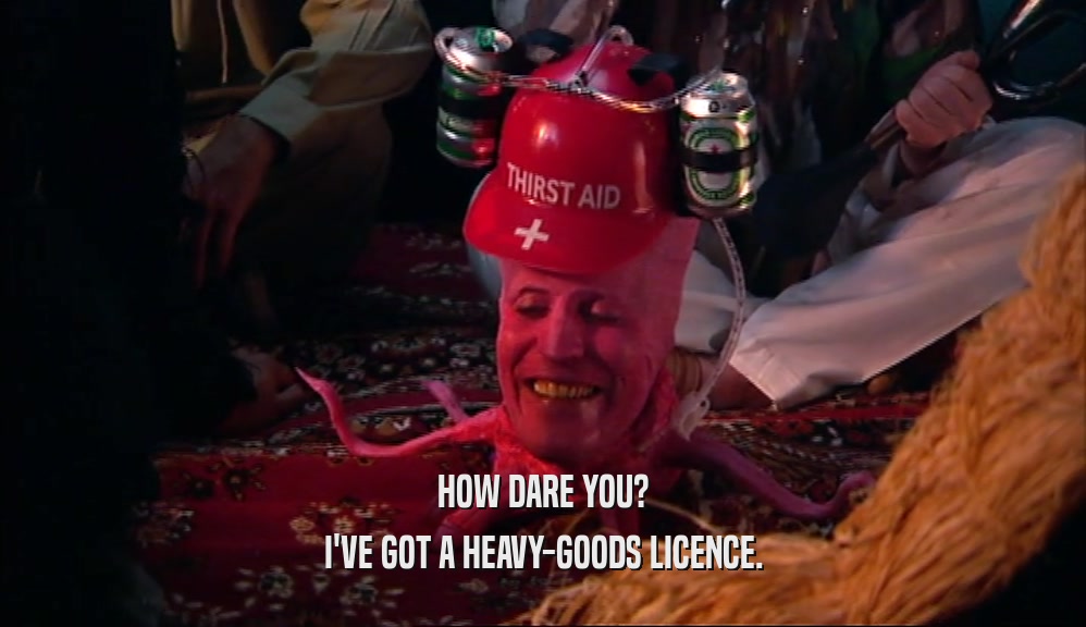 HOW DARE YOU? I'VE GOT A HEAVY-GOODS LICENCE. 