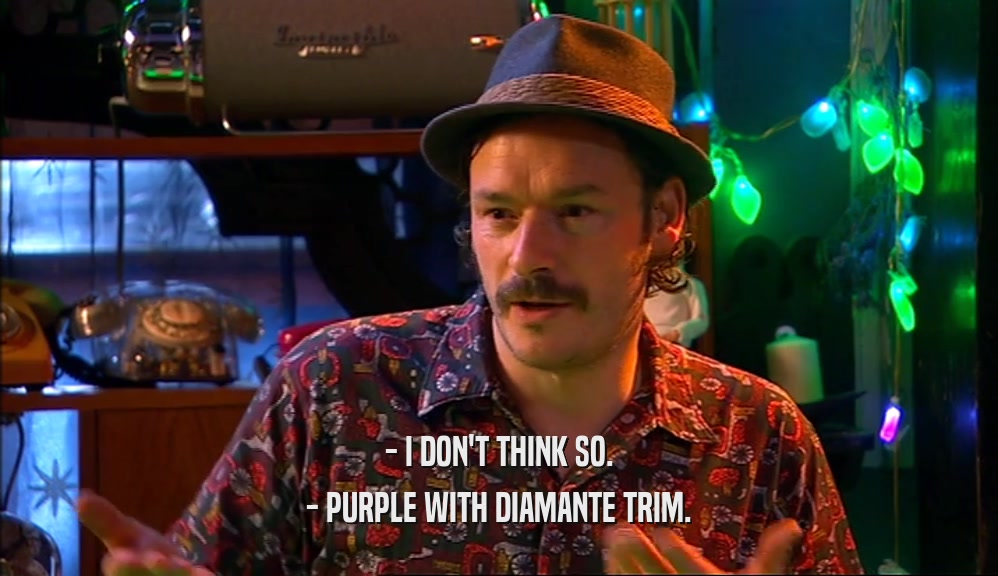 - I DON'T THINK SO. - PURPLE WITH DIAMANTE TRIM. 