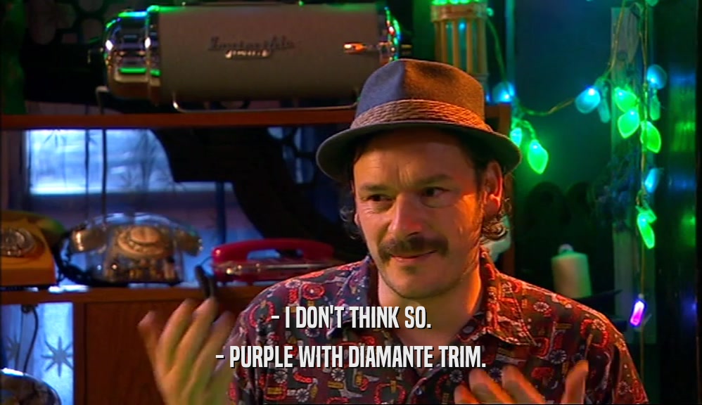 - I DON'T THINK SO. - PURPLE WITH DIAMANTE TRIM. 