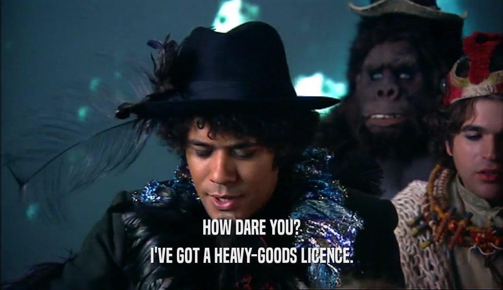 HOW DARE YOU? I'VE GOT A HEAVY-GOODS LICENCE. 