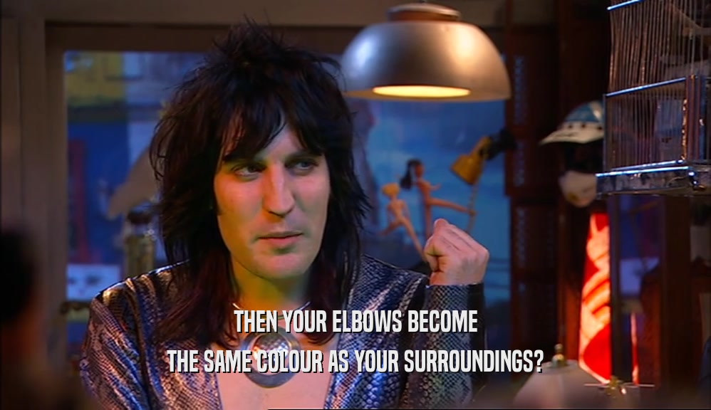 THEN YOUR ELBOWS BECOME
 THE SAME COLOUR AS YOUR SURROUNDINGS?
 