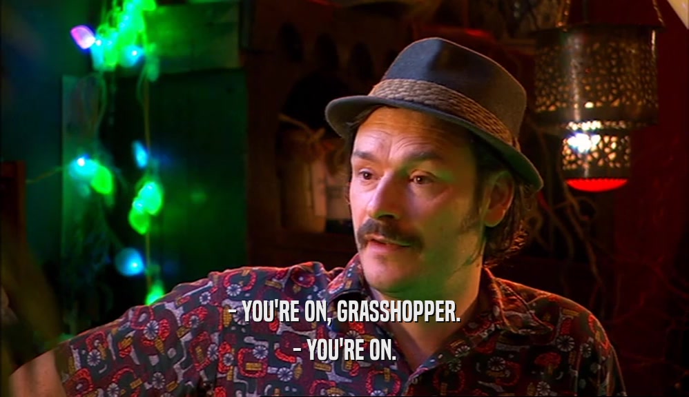 - YOU'RE ON, GRASSHOPPER. - YOU'RE ON. 
