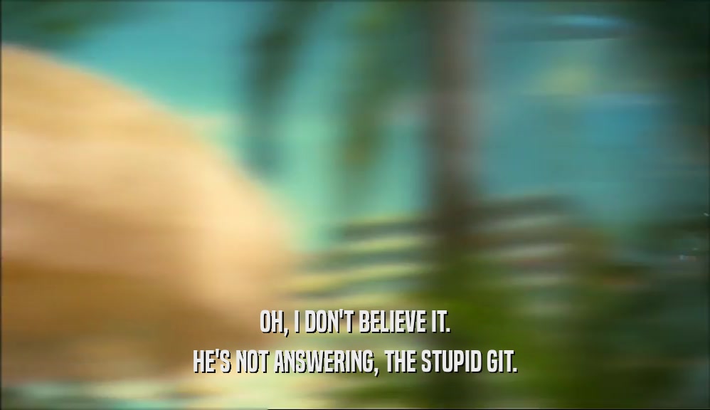 OH, I DON'T BELIEVE IT. HE'S NOT ANSWERING, THE STUPID GIT. 
