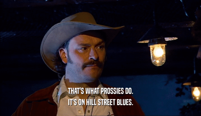 THAT'S WHAT PROSSIES DO. IT'S ON HILL STREET BLUES. 