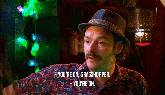 - YOU'RE ON, GRASSHOPPER. - YOU'RE ON. 