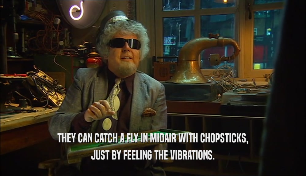 THEY CAN CATCH A FLY IN MIDAIR WITH CHOPSTICKS, JUST BY FEELING THE VIBRATIONS. 