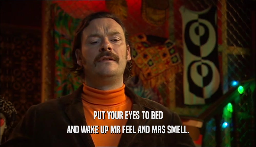 PUT YOUR EYES TO BED AND WAKE UP MR FEEL AND MRS SMELL. 