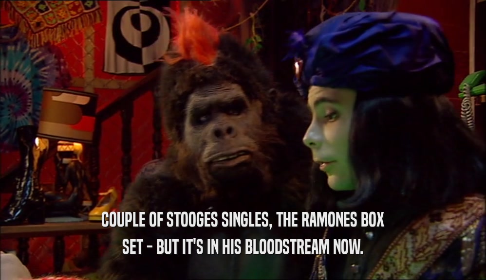 COUPLE OF STOOGES SINGLES, THE RAMONES BOX SET - BUT IT'S IN HIS BLOODSTREAM NOW. 
