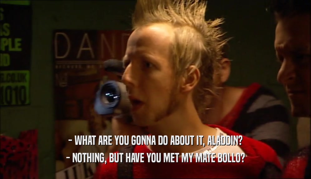 - WHAT ARE YOU GONNA DO ABOUT IT, ALADDIN? - NOTHING, BUT HAVE YOU MET MY MATE BOLLO? 