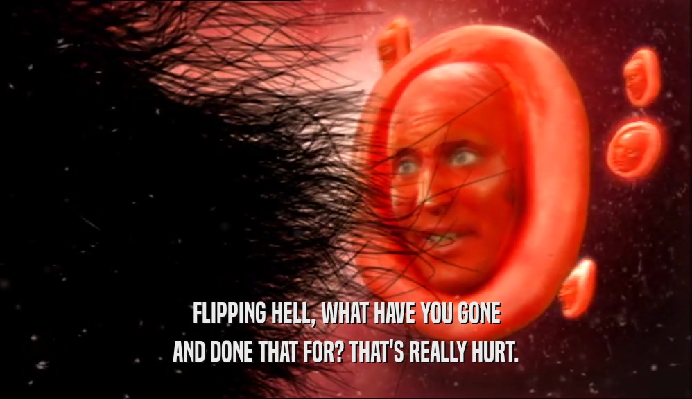 FLIPPING HELL, WHAT HAVE YOU GONE AND DONE THAT FOR? THAT'S REALLY HURT. 