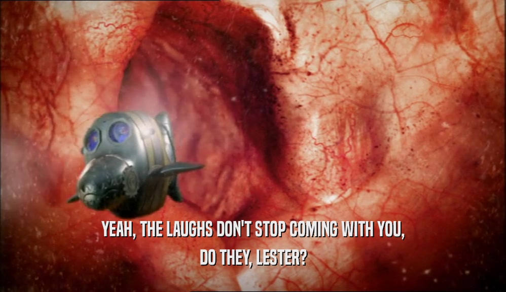 YEAH, THE LAUGHS DON'T STOP COMING WITH YOU, DO THEY, LESTER? 
