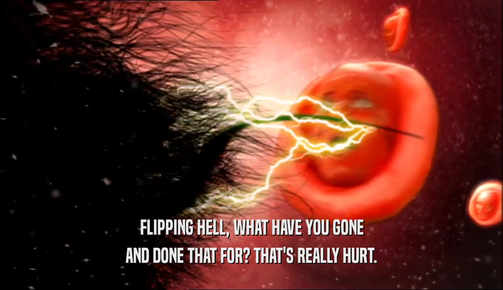 FLIPPING HELL, WHAT HAVE YOU GONE AND DONE THAT FOR? THAT'S REALLY HURT. 