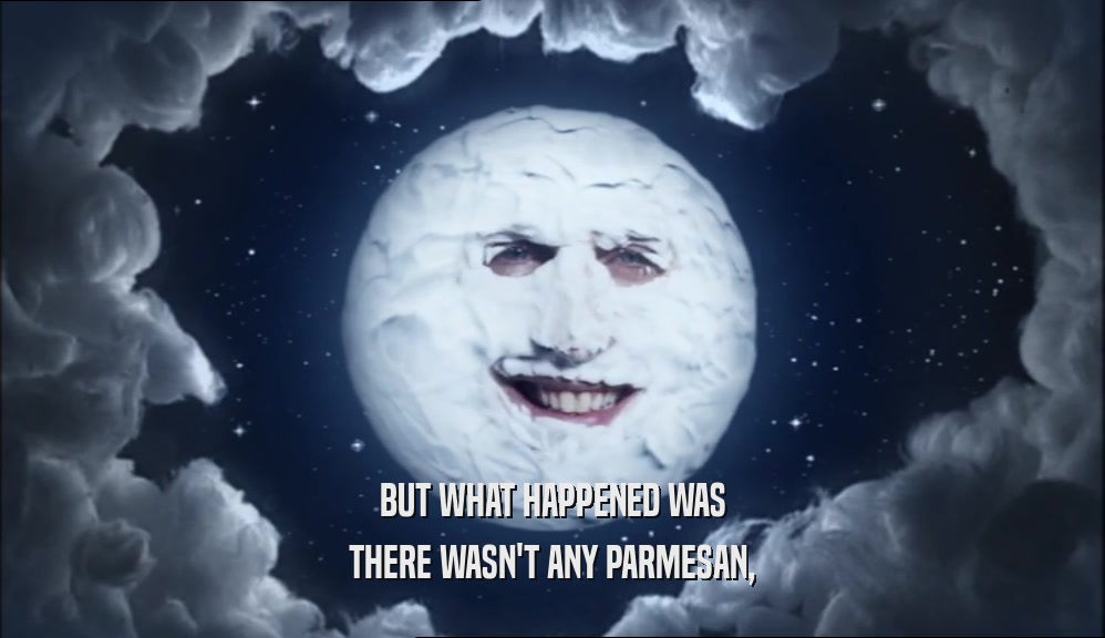 BUT WHAT HAPPENED WAS THERE WASN'T ANY PARMESAN, 