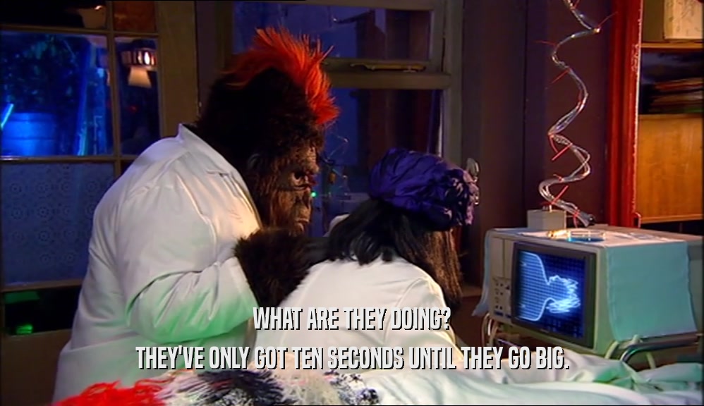 WHAT ARE THEY DOING? THEY'VE ONLY GOT TEN SECONDS UNTIL THEY GO BIG. 
