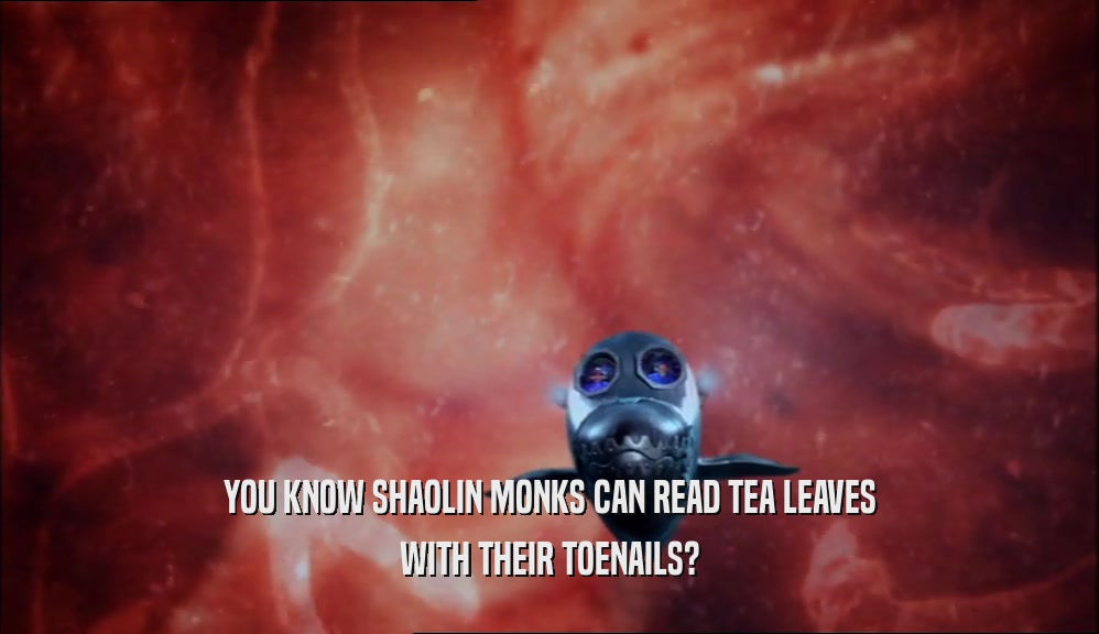 YOU KNOW SHAOLIN MONKS CAN READ TEA LEAVES
 WITH THEIR TOENAILS?
 