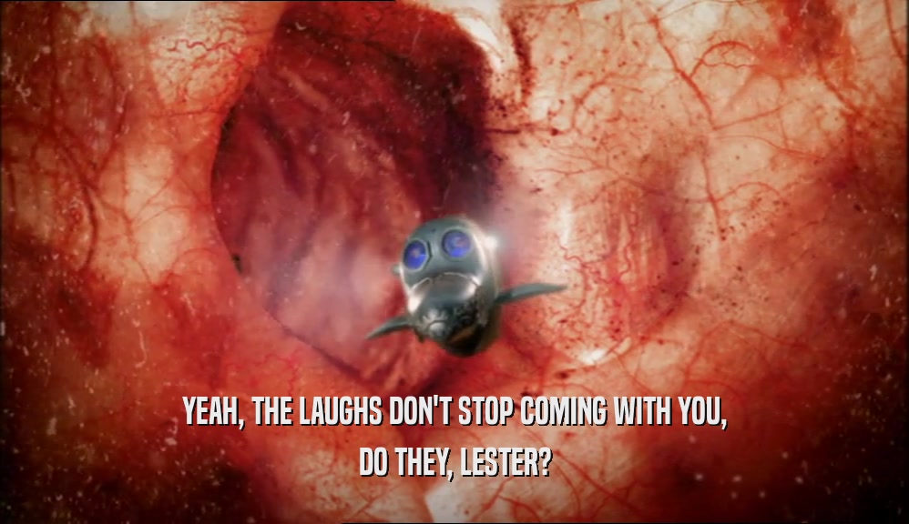 YEAH, THE LAUGHS DON'T STOP COMING WITH YOU, DO THEY, LESTER? 