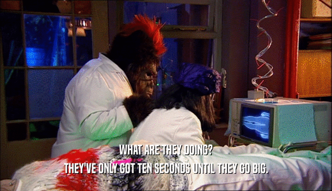 WHAT ARE THEY DOING? THEY'VE ONLY GOT TEN SECONDS UNTIL THEY GO BIG. 