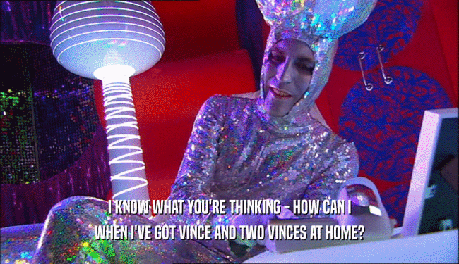 I KNOW WHAT YOU'RE THINKING - HOW CAN I WHEN I'VE GOT VINCE AND TWO VINCES AT HOME? 