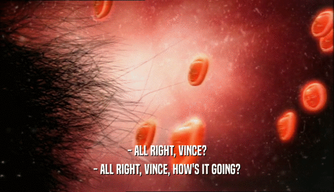 - ALL RIGHT, VINCE? - ALL RIGHT, VINCE, HOW'S IT GOING? 