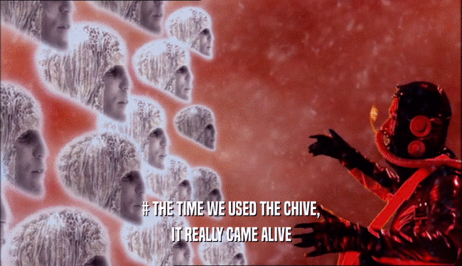 # THE TIME WE USED THE CHIVE, IT REALLY CAME ALIVE 