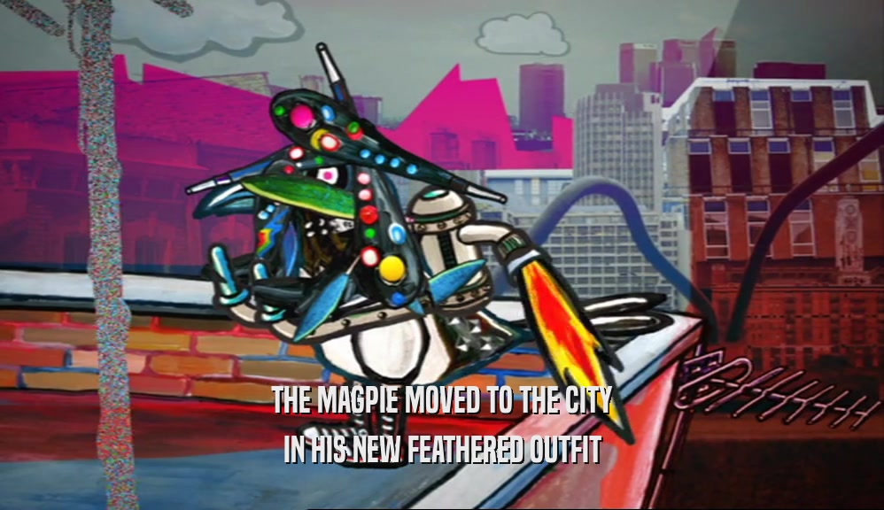 THE MAGPIE MOVED TO THE CITY IN HIS NEW FEATHERED OUTFIT 