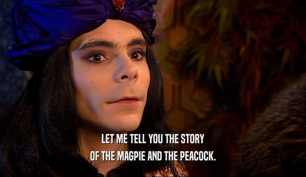 LET ME TELL YOU THE STORY OF THE MAGPIE AND THE PEACOCK. 