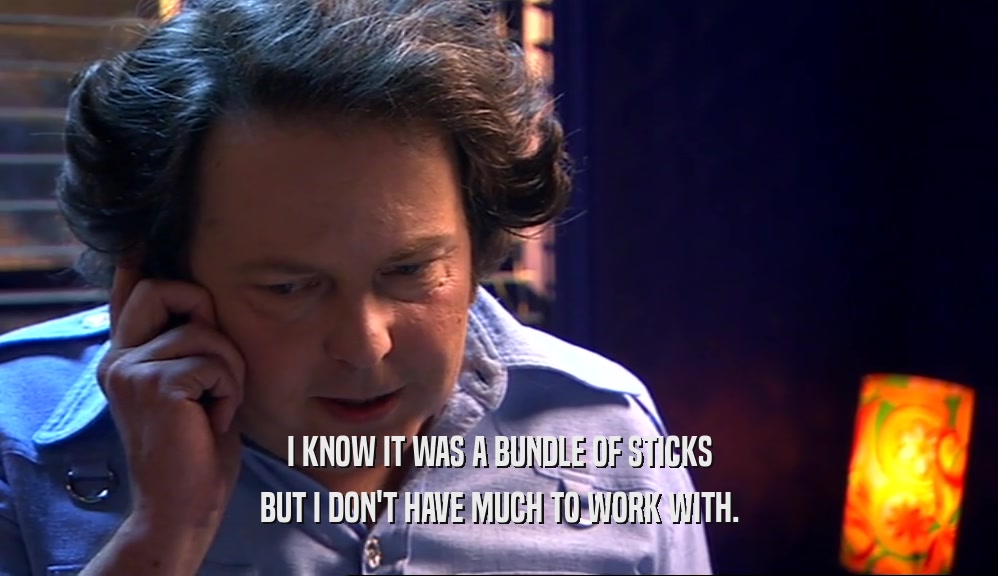 I KNOW IT WAS A BUNDLE OF STICKS BUT I DON'T HAVE MUCH TO WORK WITH. 