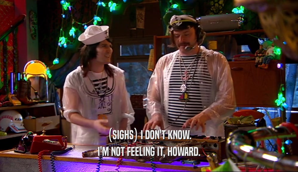 (SIGHS) I DON'T KNOW. I'M NOT FEELING IT, HOWARD. 