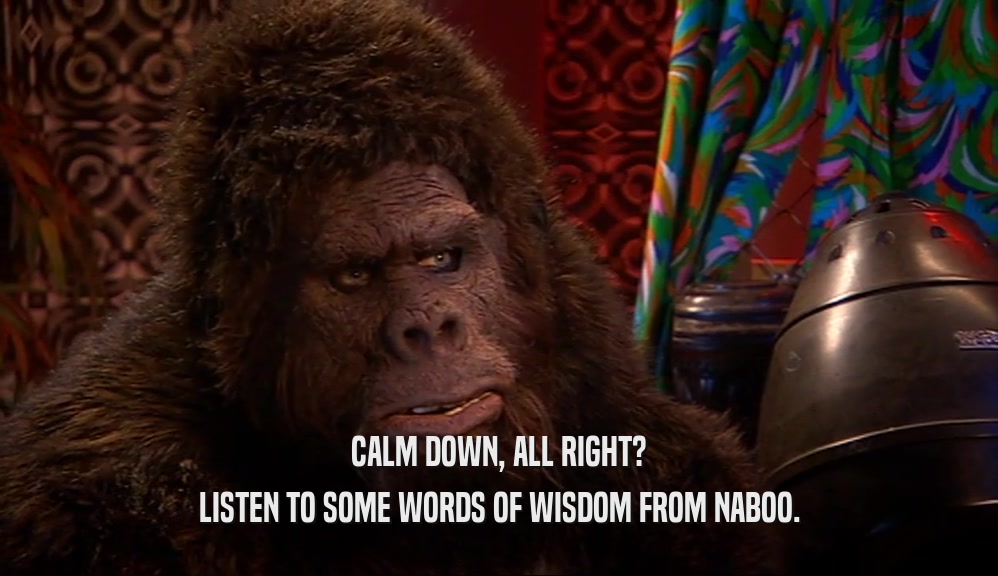 CALM DOWN, ALL RIGHT? LISTEN TO SOME WORDS OF WISDOM FROM NABOO. 