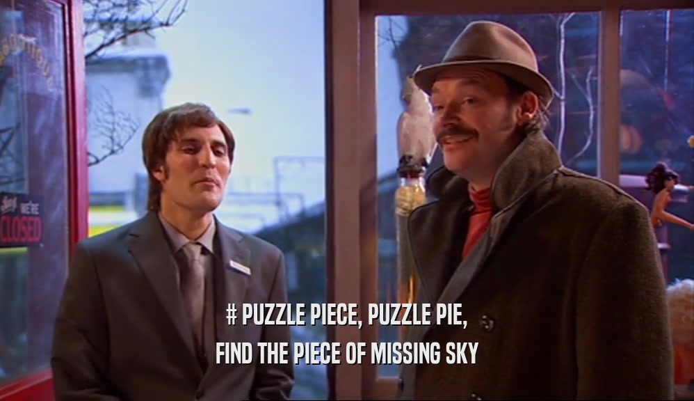 # PUZZLE PIECE, PUZZLE PIE, FIND THE PIECE OF MISSING SKY 